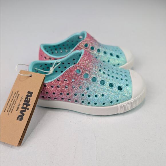 Native Jeffersons Toddler 4 Shoes - Hollywood Hydrangea Bling/Shell White - Picture 3 of 6